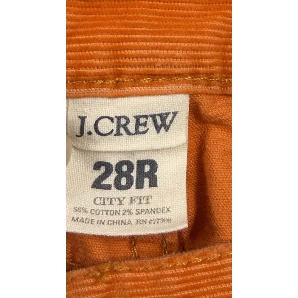 J.CREW Corduroy Pants Women's Sz 28R City Fit Orange Stretch
